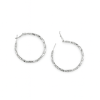 Twisted Hoop Earrings Rhodium Plated Brass 4 cm / 1.57 in