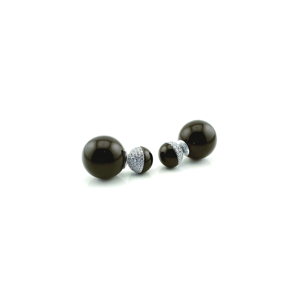 Double Ball Stud Earrings with Sterling Silver Post, 3 cm