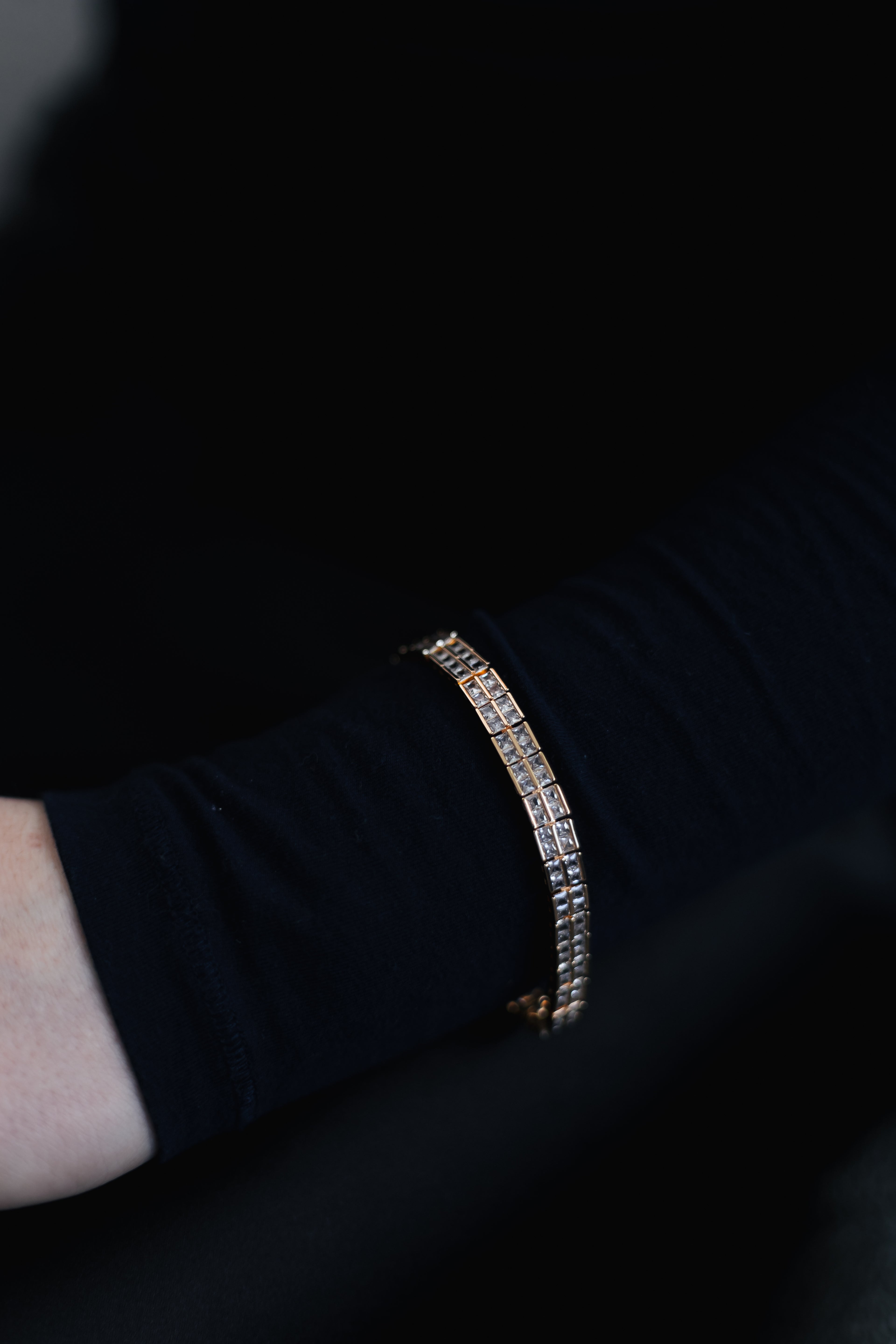 Double Row CZ Bracelet White Or Gold Plated – Tennis Style Bracelet for Women