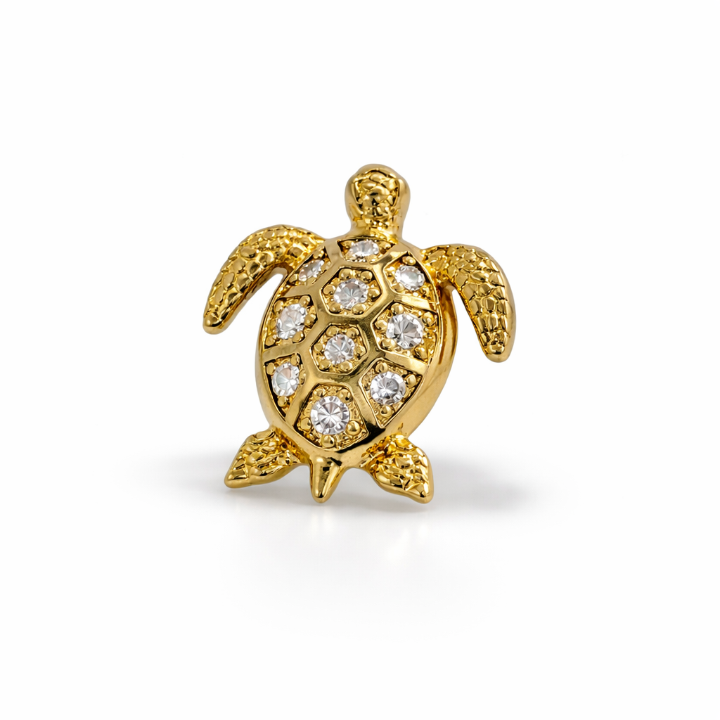 Gold Plated Turtle Pendant with CZ Stones – Hypoallergenic Pendant Charm