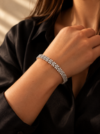 Rhodium Plated AAA CZ Statement Bracelet – Hypoallergenic Non-Tarnish Wedding Jewelry