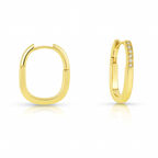 Rectangular Hoop Earrings | Gold or White Gold Plated | Minimalist Hoops 2.6 cm