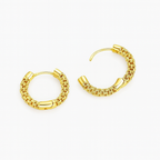 Sedy Jewelry Gold Plated Textured Hoop Earrings, 1.5 cm, Hypoallergenic