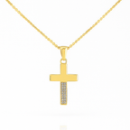 Gold Plated Pendant with Stones on Chain, Minimalist Jewelry