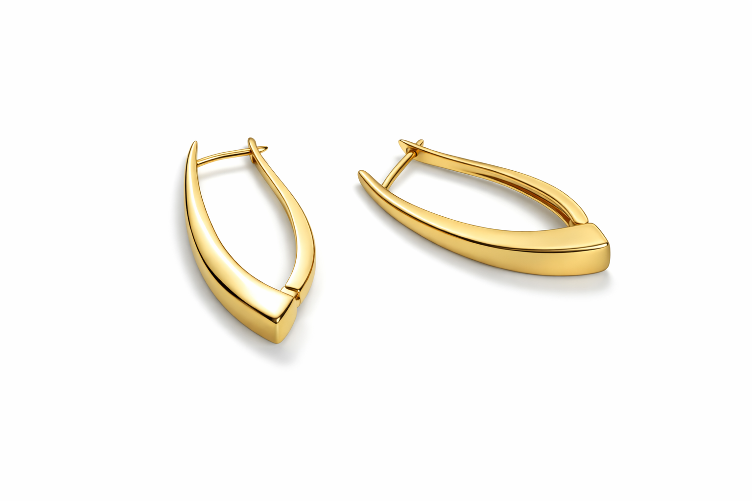 Gold Plated Drop Hoop Earrings – 30 mm