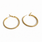 CZ Hoop Earrings | Gold Plated Hoops with Sterling Silver Post 4 cm