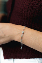 Double Chain CZ Bracelet – Rhodium Plated, Adjustable 16+3 cm