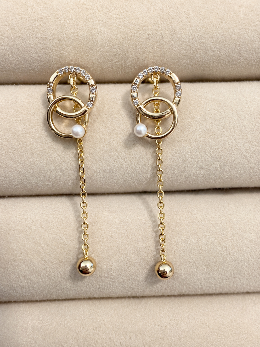 Gold Plated CZ Drop Earrings for Women – Dangle Chain Earrings – Hypoallergenic Jewelry