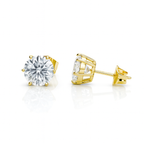 Gold Plated Round CZ Stud Earrings, 8mm, Hypoallergenic Post
