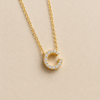 Personalized Initial Letter Necklace in 925 Sterling Silver | Gold Plated CZ Alphabet Pendant | 40+5 cm