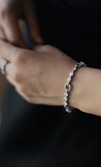 Rhodium Plated Cubic Zirconia Bracelet – Wedding & Prom, 16+1 cm