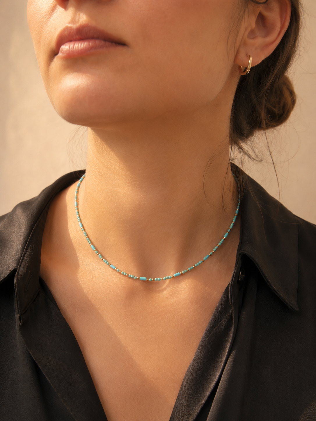 Natural Gemstone Beaded Necklace for Women – Spinel, Amazonite, Malachite, Apatite & Agate, Gold Plated Stainless Steel, 38+5 cm