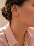 Gold Plated Ear Cuff with Double Chain – No Piercing, Hypoallergenic, Non Tarnish