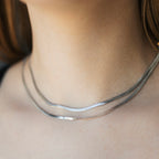 Double Layer Stainless Steel Necklace, Gold Plated, 40–50 cm