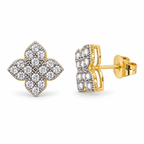 Sparkling Floral Stud Earrings – Gold or White Gold Plated Brass, 14 mm