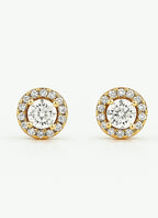 Sedy Jewelry Rose Gold Halo Stud Earrings 8mm with Cubic Zirconia – Classic Sparkle Elegance