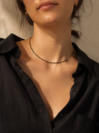 Natural Gemstone Beaded Necklace for Women – Spinel, Amazonite, Malachite, Apatite & Agate, Gold Plated Stainless Steel, 38+5 cm