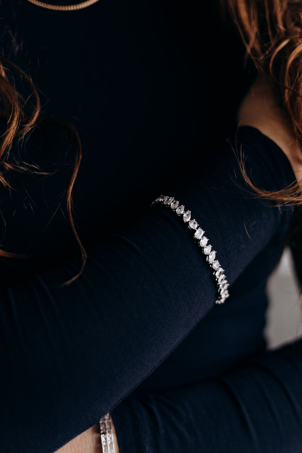 Rhodium Plated Mixed Cut CZ Tennis Bracelet – Bridal Style