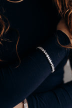 Rhodium Plated Mixed Cut CZ Tennis Bracelet – Bridal Style
