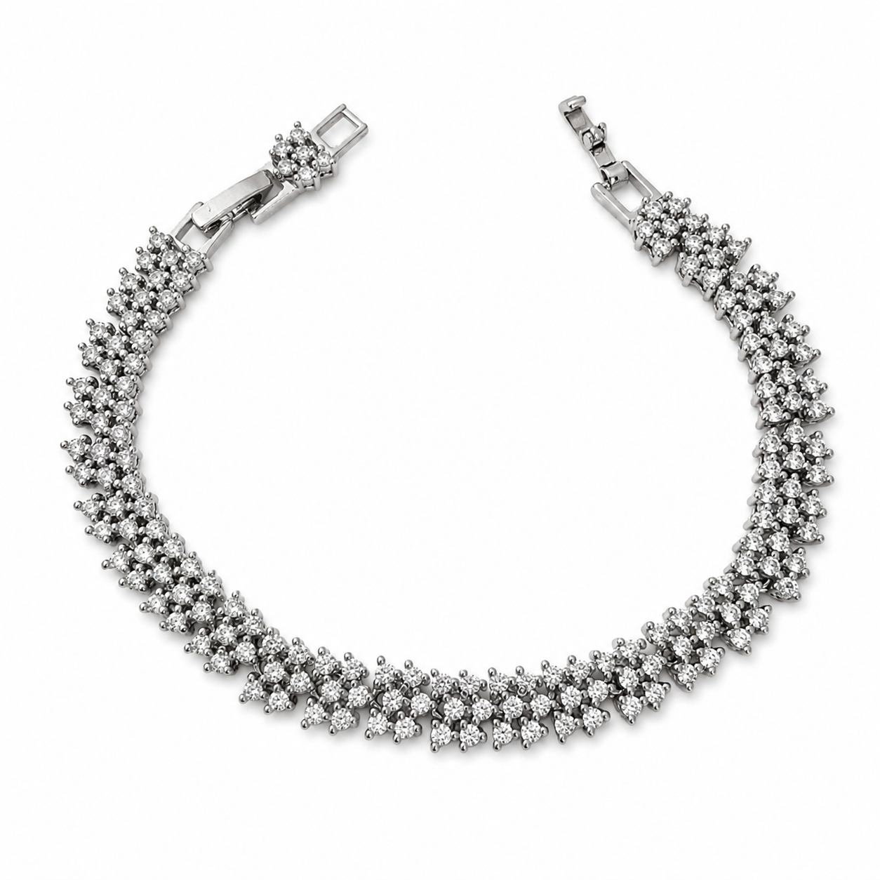 Rhodium Plated AAA CZ Statement Bracelet – Hypoallergenic Non-Tarnish Wedding Jewelry