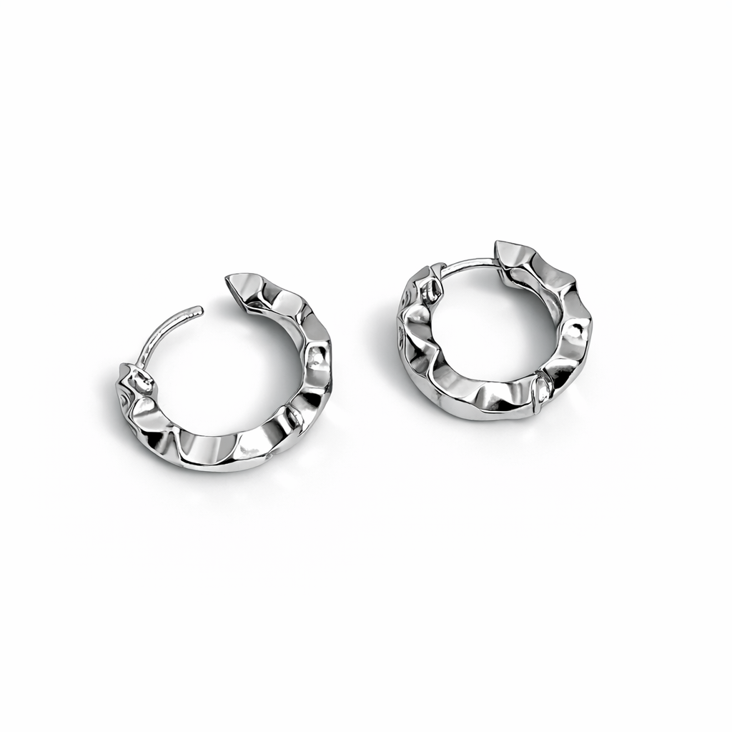 Textured Small Hoop Earrings 1.6cm | 14K Gold Plated or Rhodium