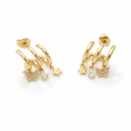 Gold Plated Multi Charm Hoop Earrings, 2 cm
