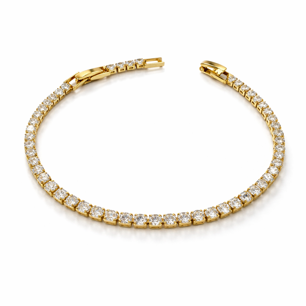 Rose Gold Plated Tennis Bracelet with Cubic Zirconia – 3 mm