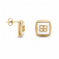 Gold Plated Geometric Stud Earrings | Square Statement Studs