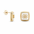 Gold Plated Geometric Stud Earrings | Square Statement Studs