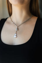 White Gold Plated CZ Pendant Necklace – Hypoallergenic Statement Necklace 40 cm / 15.7”