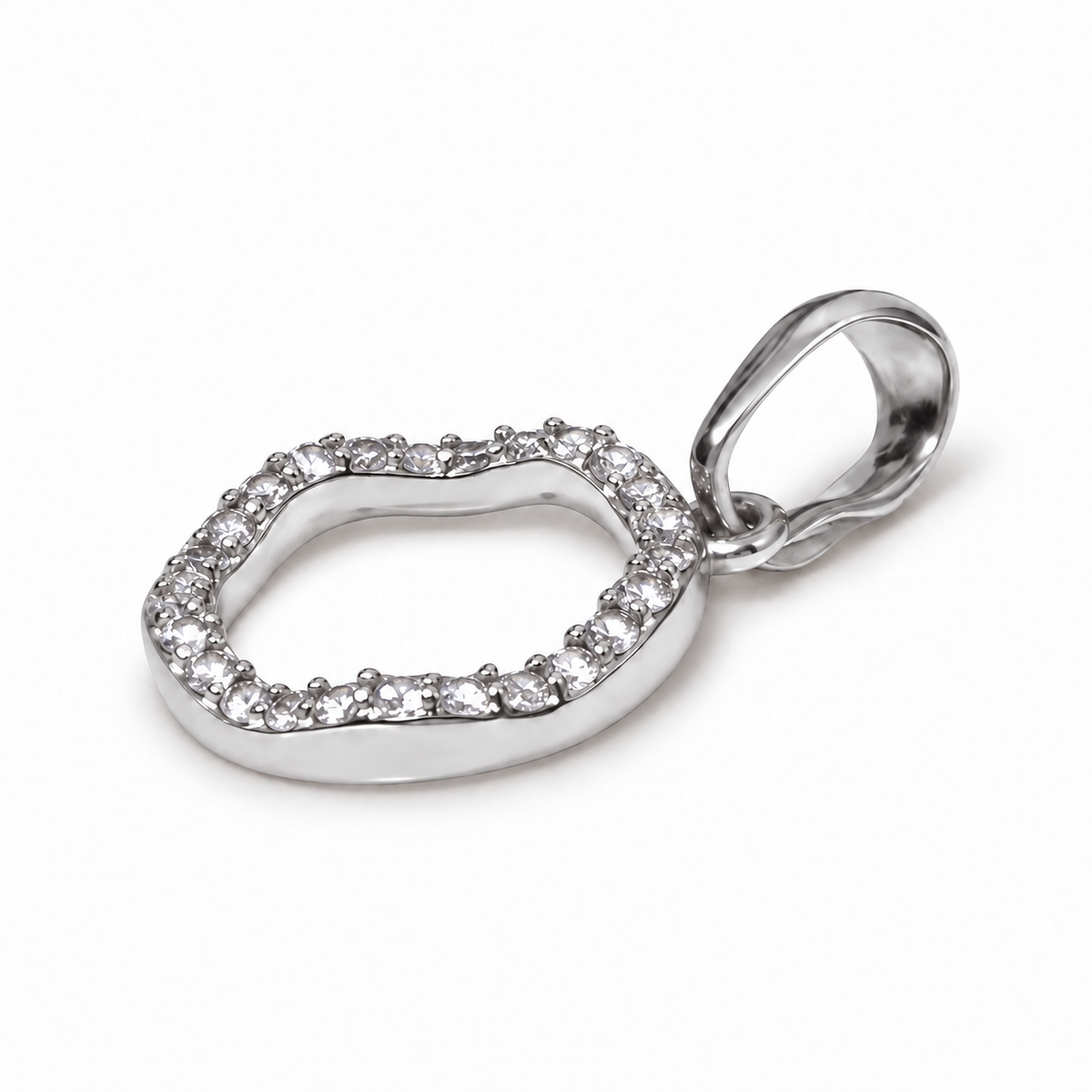 White & Gold Plated Circle CZ Jewelry Set – Leverback Earrings & Pendant
