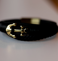 Men’s Leather Bracelet with Gold-Tone Stainless Steel Details