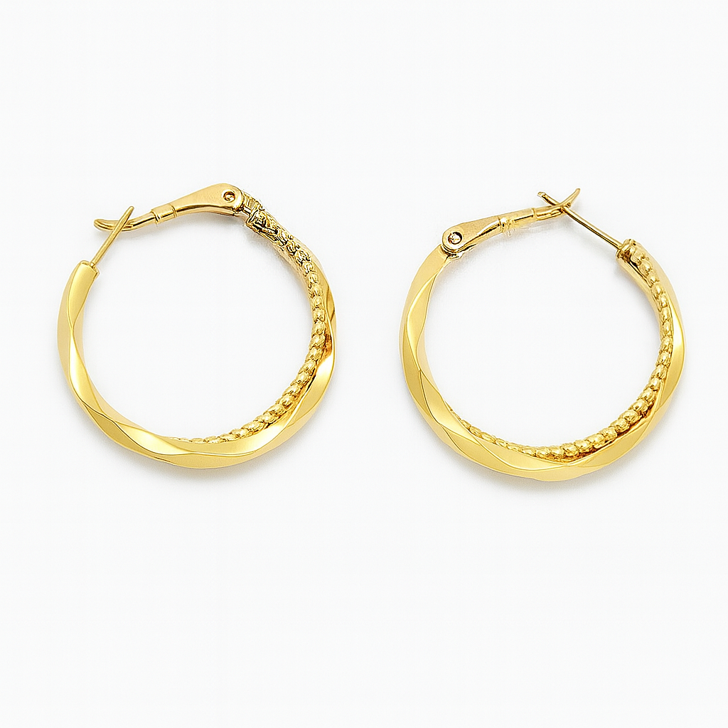 Sedy Jewelry Gold Plated Twisted Hoop Earrings, 30mm Elegant Hoops