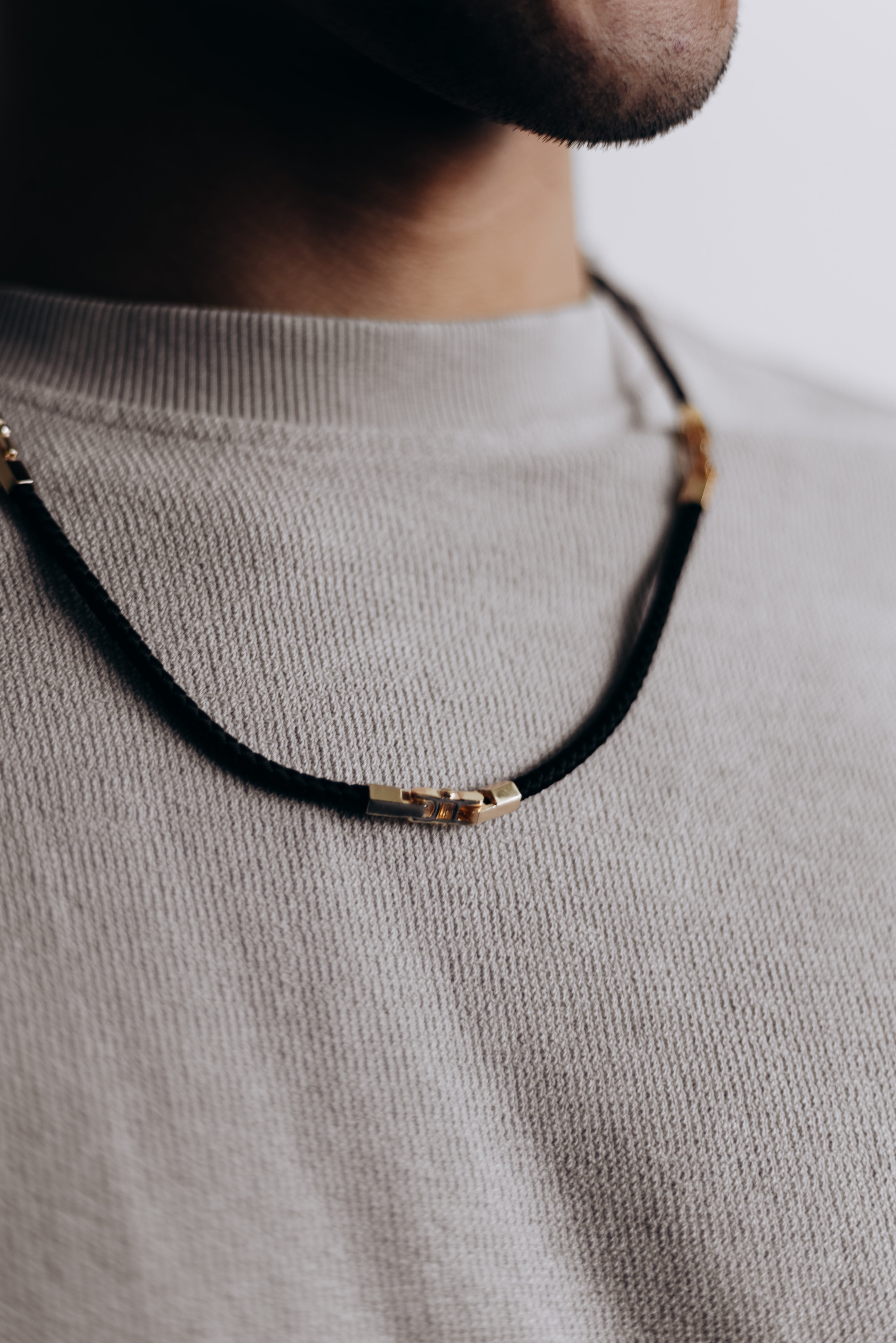 Rose Gold Plated Silk Cord Necklace – Hypoallergenic Rope Chain Necklace 60 cm / 23.6”