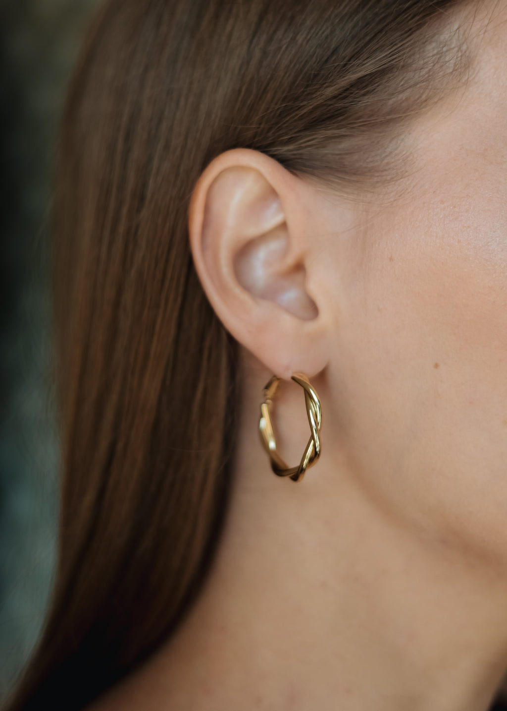 Sedy Jewelry Gold Plated Twisted Hoop Earrings – 3 cm Diameter, 4 mm Thick