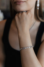 Rhodium Plated Cubic Zirconia Bracelet – Wedding & Prom, 16+1 cm