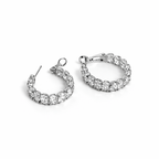 White Gold Plated CZ Hoops 2.6cm
