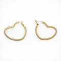 Heart Hoop Earrings with CZ | Gold Plated Hoops 4.5 cm | Sterling Silver Post
