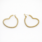 Heart Hoop Earrings with CZ | Gold Plated Hoops 4.5 cm | Sterling Silver Post