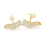 Pearl Jacket Stud Earrings 2.5cm – Silver & Gold