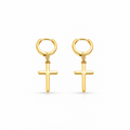 Rose Gold Plated Hoop Earrings with Pendant, 3.5 cm
