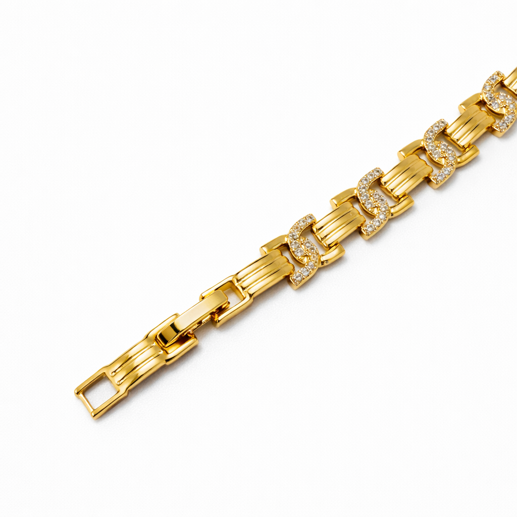 Rose Gold Plated CZ Bracelet 17+3cm Non Tarnish Hypoallergenic