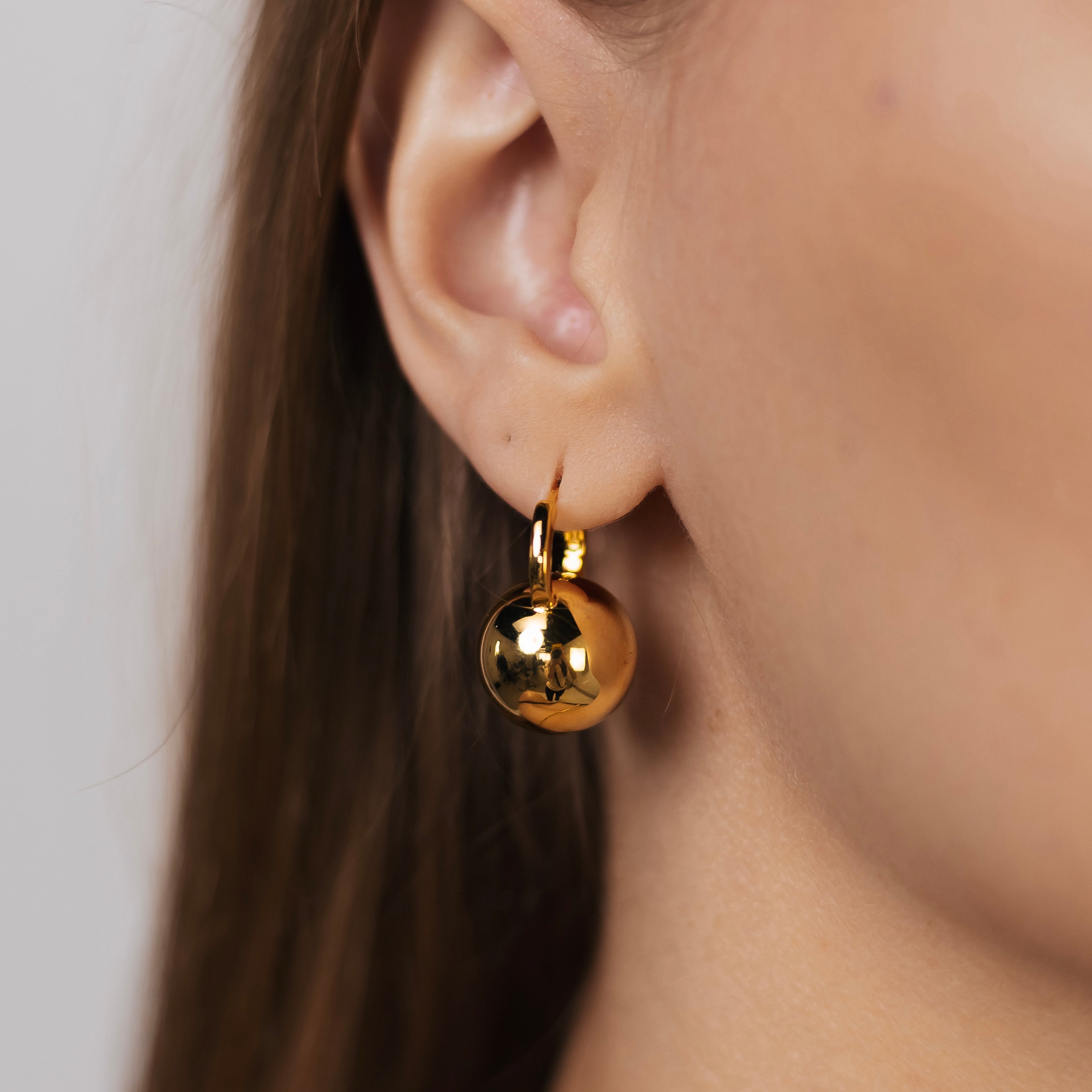 Gold Plated / White Gold Plated Ball Drop Hoop Earrings