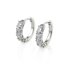 Rhodium Plated CZ Hoop Earrings – Lightweight Huggie Style