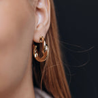 Twisted Hoop Earrings | Gold Plated Hoops with Sterling Silver Post 3.5 cm