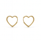 Hypoallergenic Heart Hoop Earrings – Rhodium Plated or 14K Gold