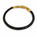 Black Crystal Mesh Rope Bracelet – Gold Plated Clasp | 4 mm | Women’s & Men’s Sparkling Bracelet | 20 cm / 7.87”