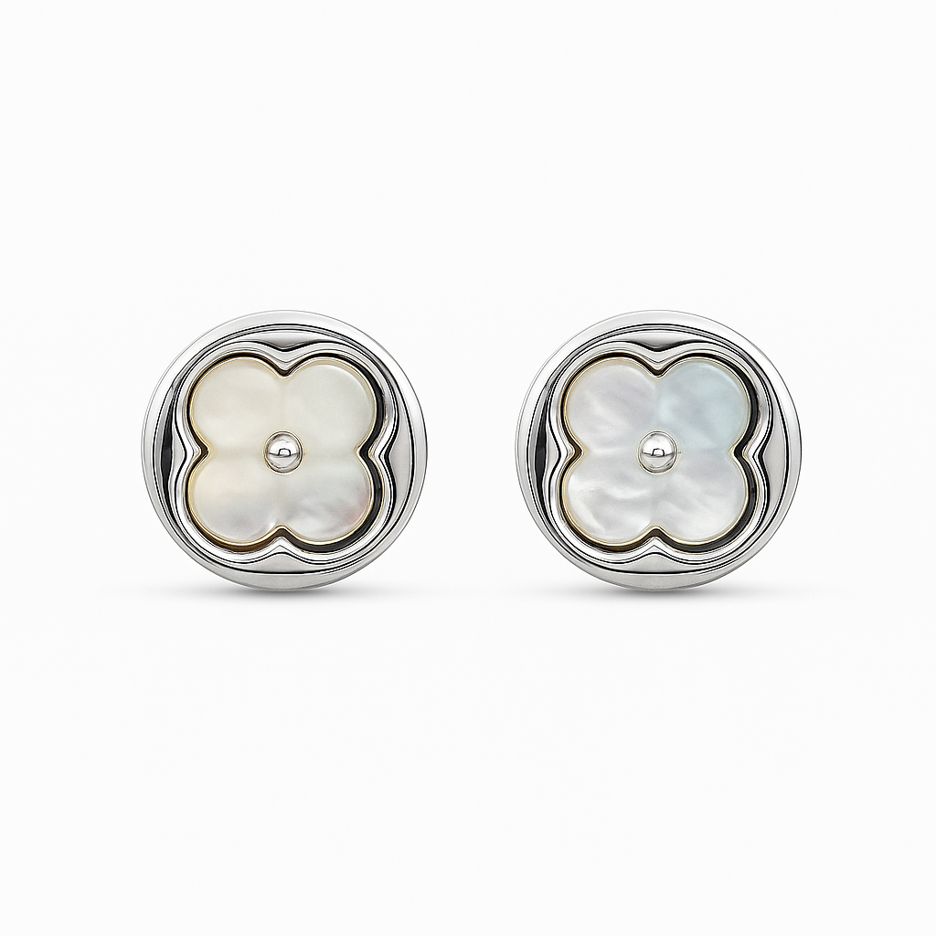 Flower Stud Earrings with Mother of Pearl, Gold or Silver Plated