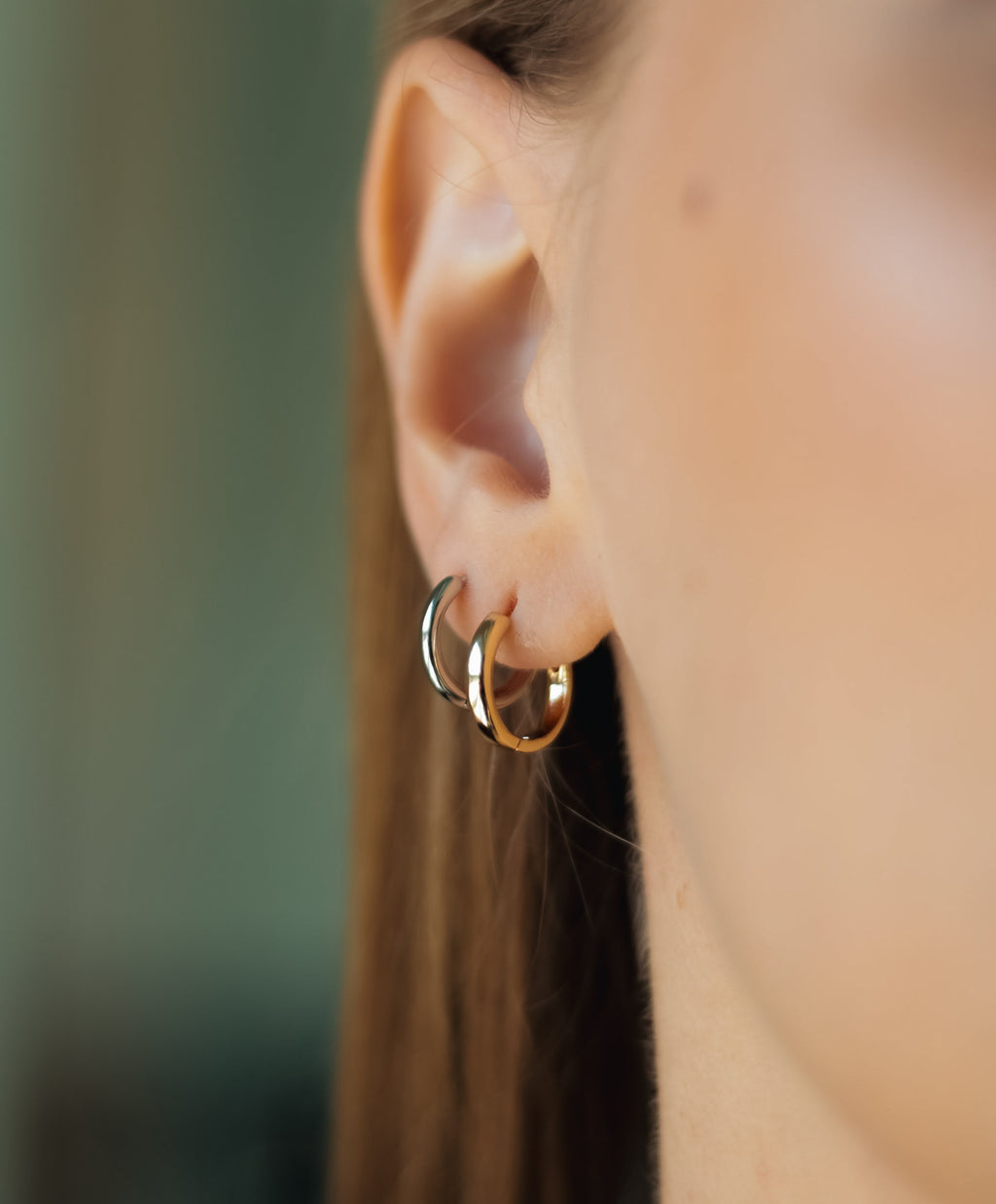 Hypoallergenic Small Hoop Earrings – 14K Gold , Rose & White Gold Plated