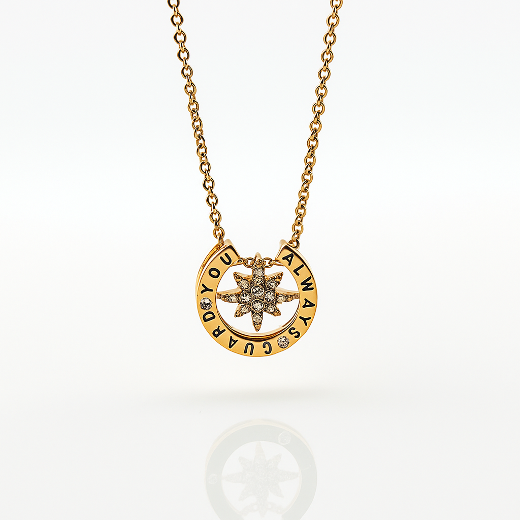 Rose Gold Plated Star Pendant Necklace – Hypoallergenic CZ Necklace 40+5 cm / 15.7”+2”